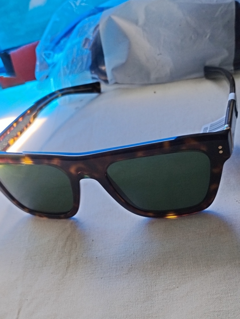 Men's Tortoiseshell Sunglasses with Green Lenses